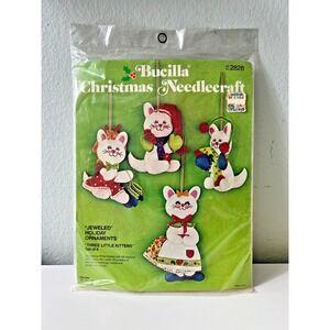 NEW VTG BUCILLA‎ 2828 Christmas Needlecraft Three Little Kittens Momma Cat NIP